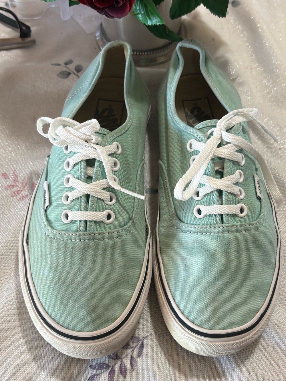 Vans Mint Green Canvas Low Top Sneakers